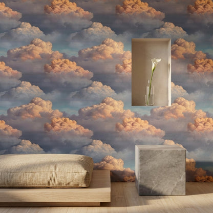 Golden Hour Cloud Wallpaper with Peach Sunset Skies