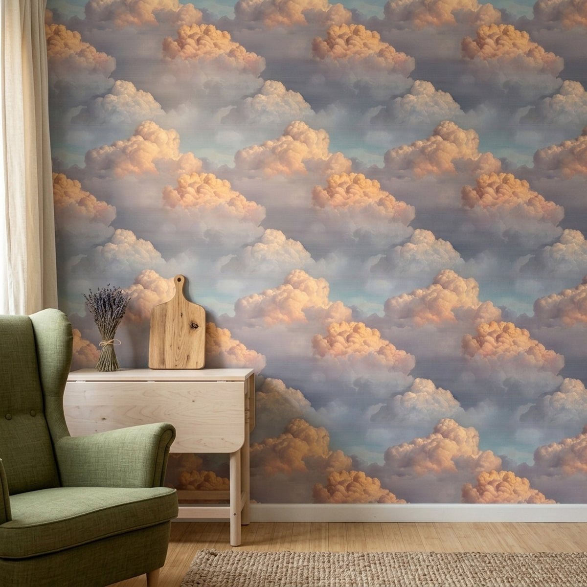 Golden Hour Cloud Wallpaper with Peach Sunset Skies