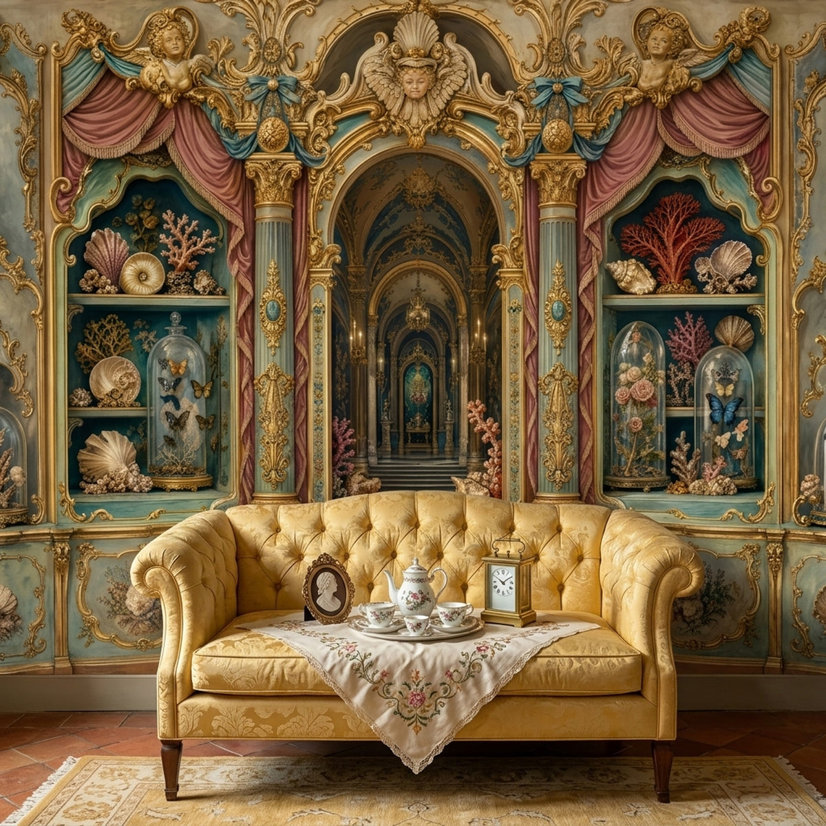 Rococo Baroque Wallpaper Palace Interior Trompe Loeil Wall Mural