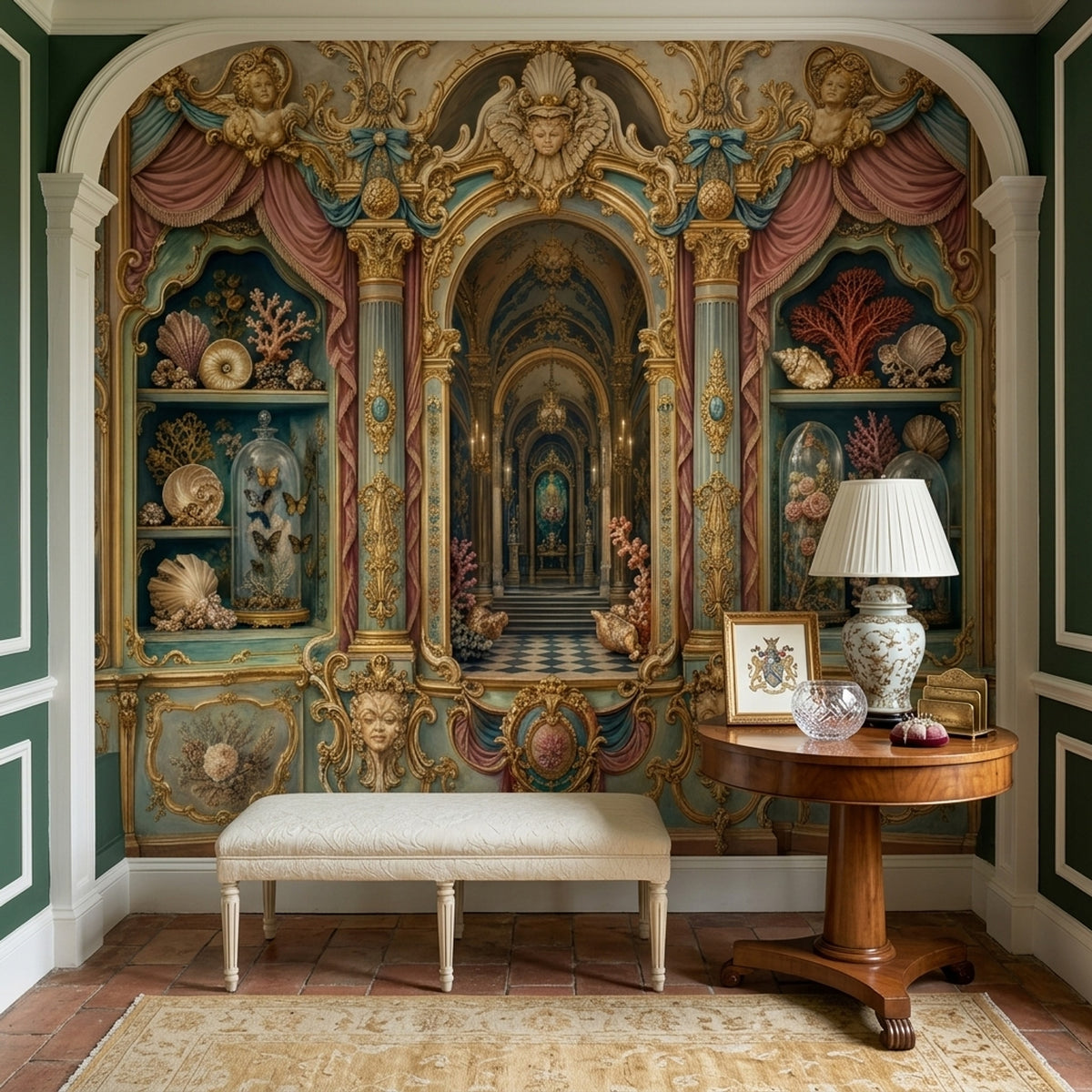 Rococo Baroque Wallpaper Palace Interior Trompe Loeil Wall Mural