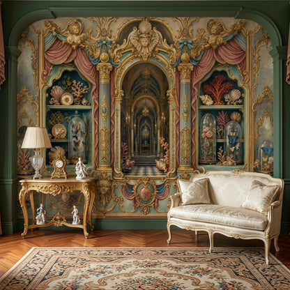 Rococo Baroque Wallpaper Palace Interior Trompe Loeil Wall Mural