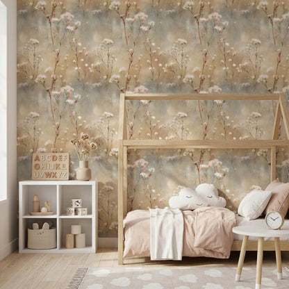 Watercolor Floral Wallpaper Wildflowers Beige Background