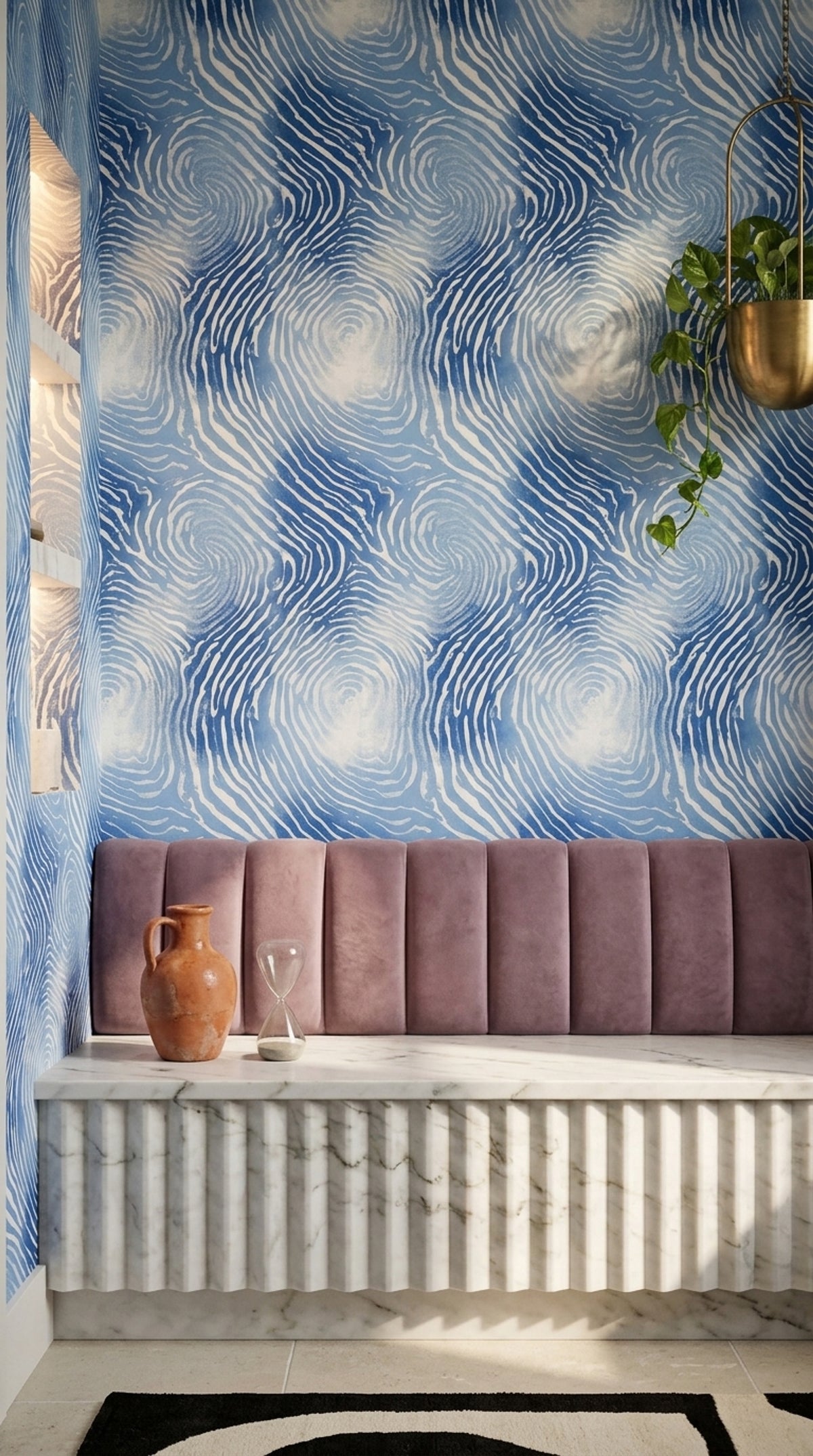 Blue Abstract Wallpaper Wavy Line Topographic Contour Pattern