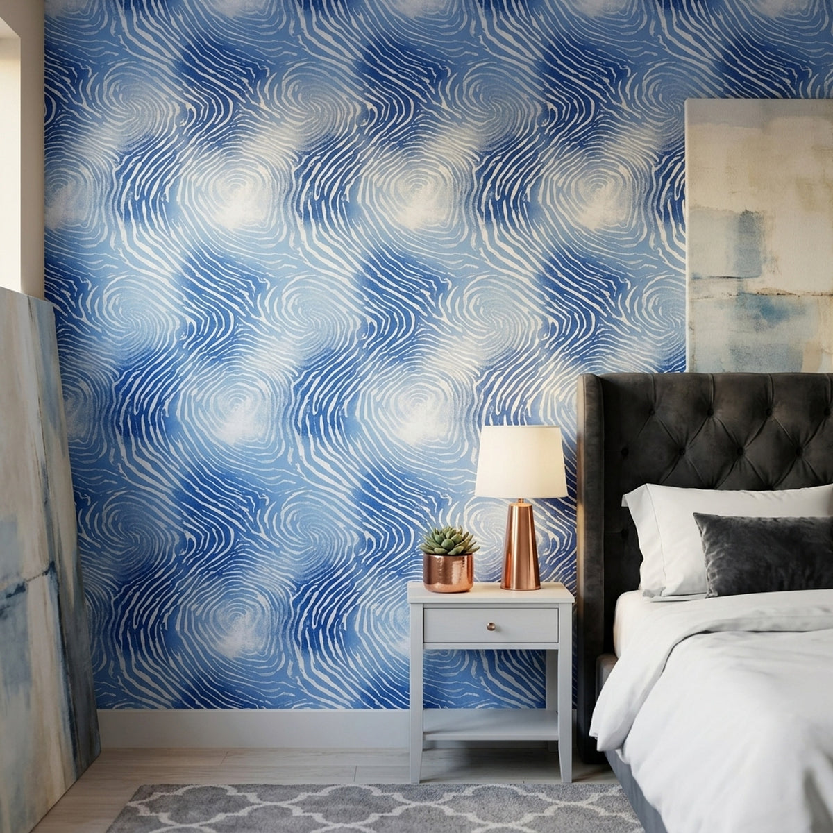 Blue Abstract Wallpaper Wavy Line Topographic Contour Pattern