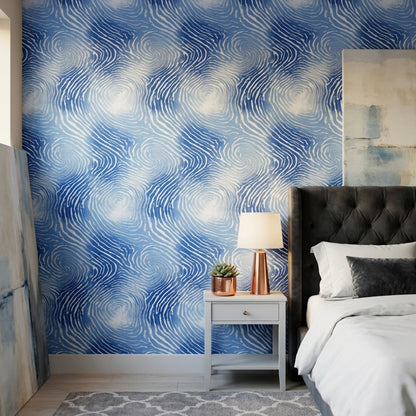 Blue Abstract Wallpaper Wavy Line Topographic Contour Pattern