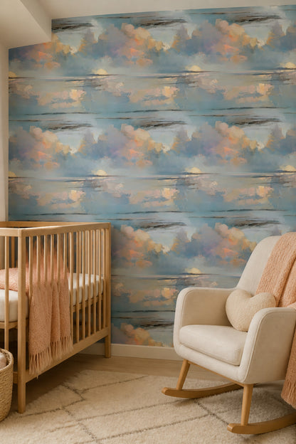 Soft Cloud Wallpaper Abstract Blue Sky Painterly Cloudscape