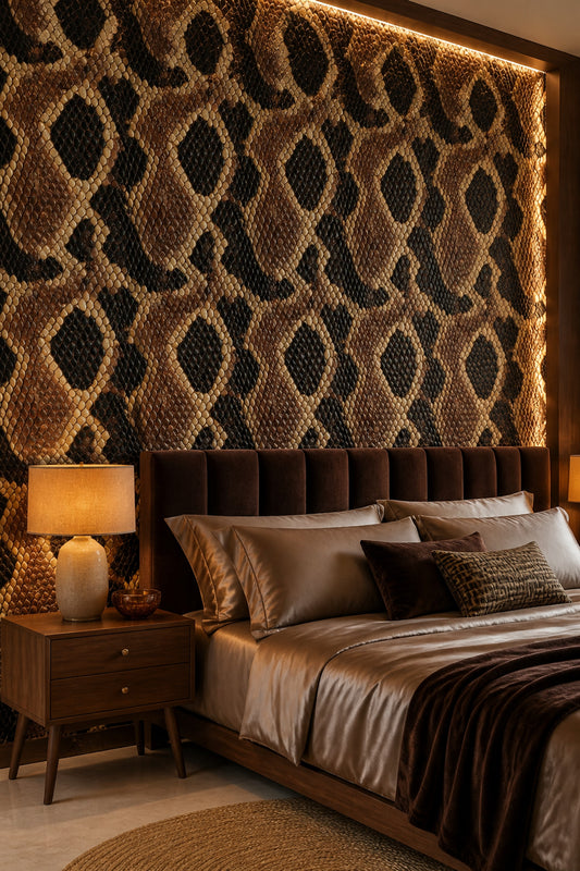 Luxury Snakeskin Wallpaper Brown Python Print Exotic Animal Pattern Accent Wall