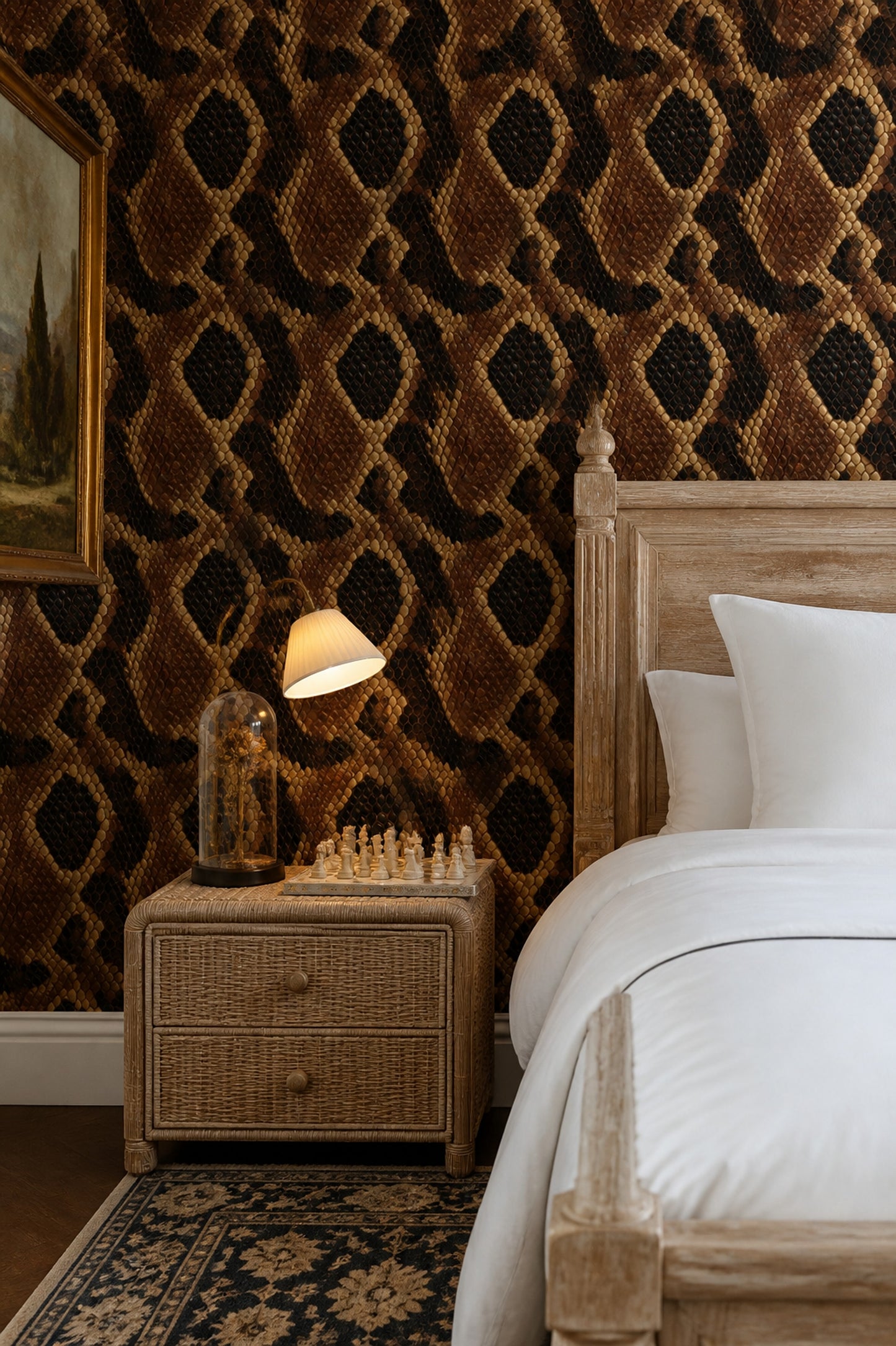 Luxury Snakeskin Wallpaper Brown Python Print Exotic Animal Pattern Accent Wall