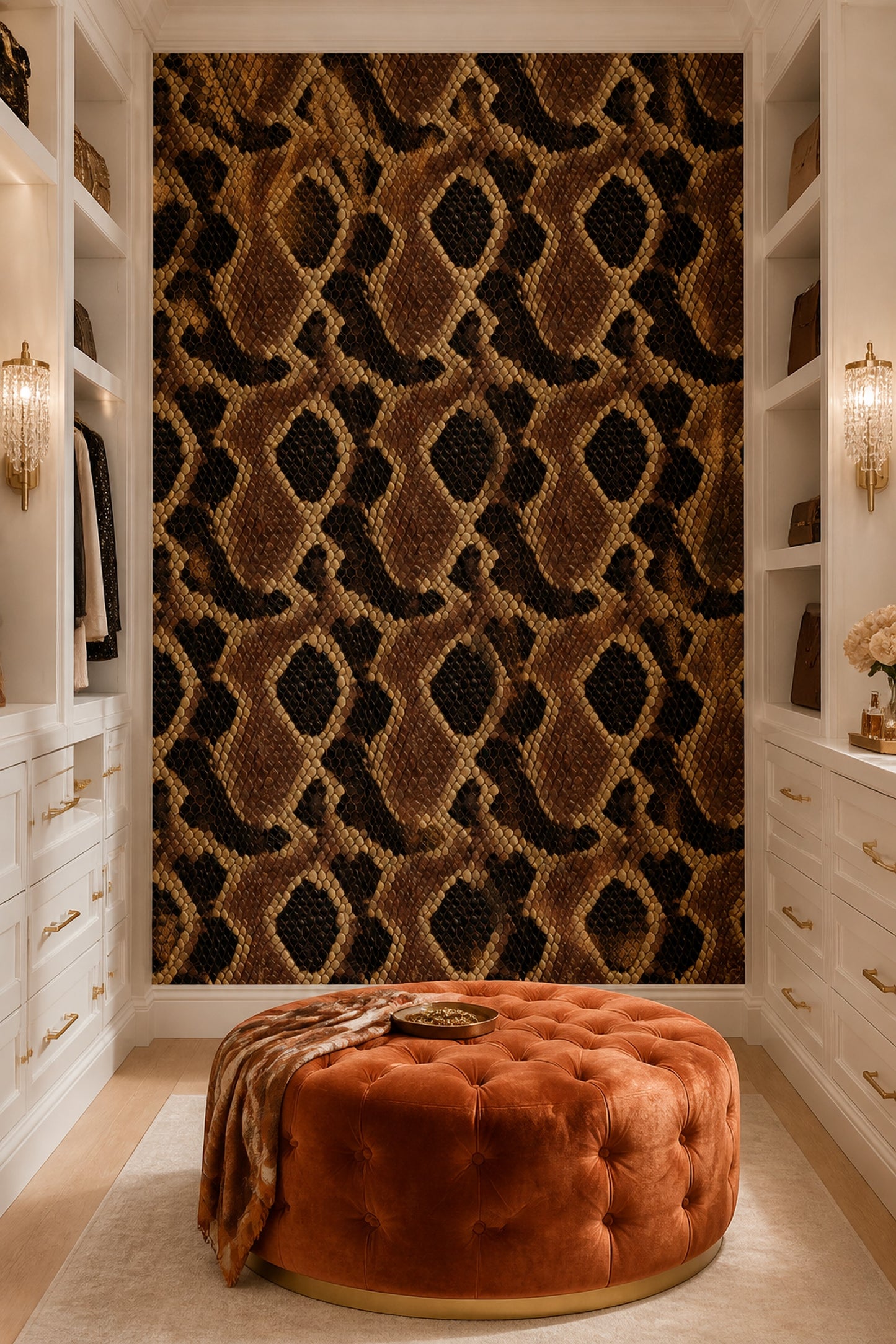 Luxury Snakeskin Wallpaper Brown Python Print Exotic Animal Pattern Accent Wall
