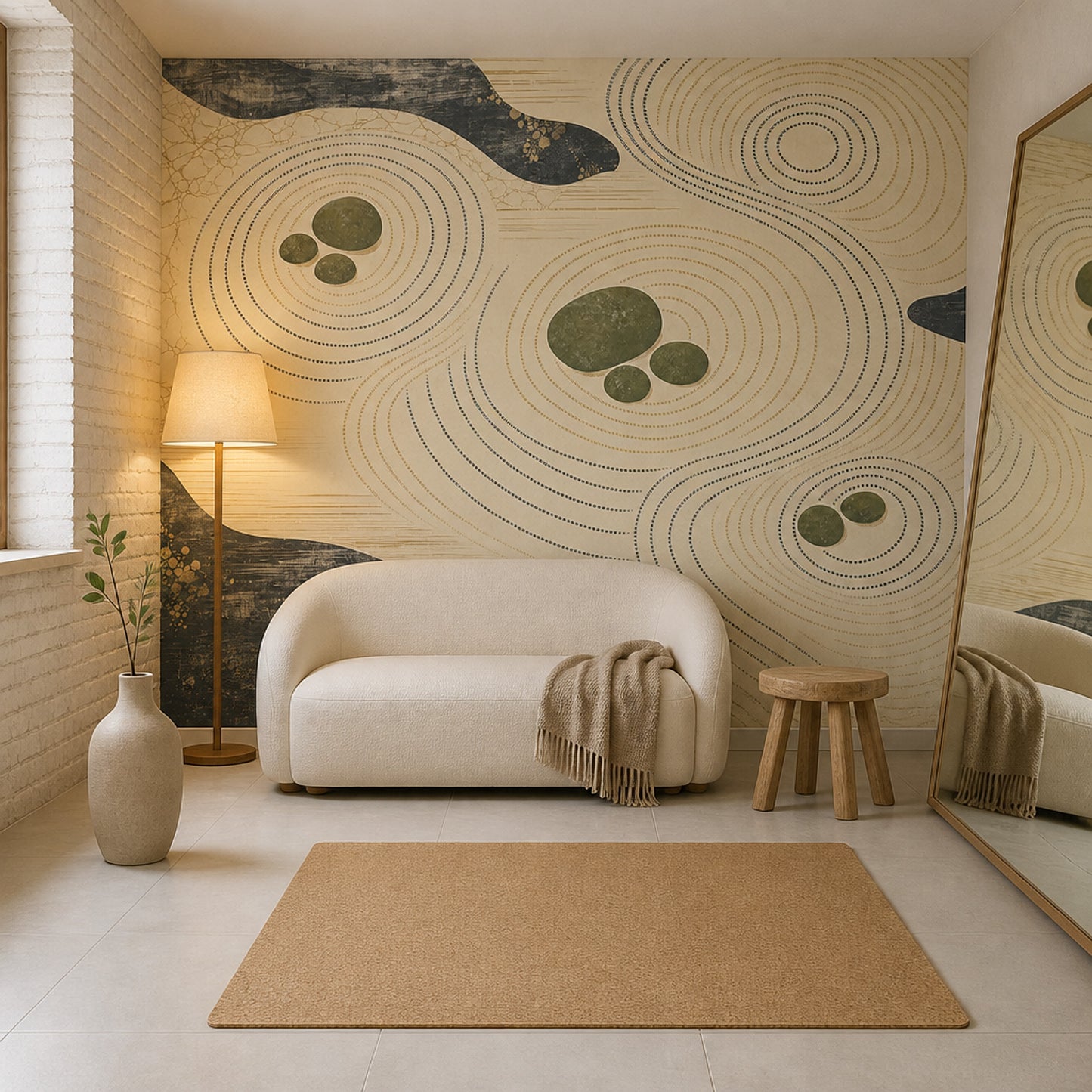 Mindful Stone Wall Mural Organic Ripple Landscape Contemporary Statement Wallpaper