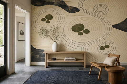Mindful Stone Wall Mural Organic Ripple Landscape Contemporary Statement Wallpaper