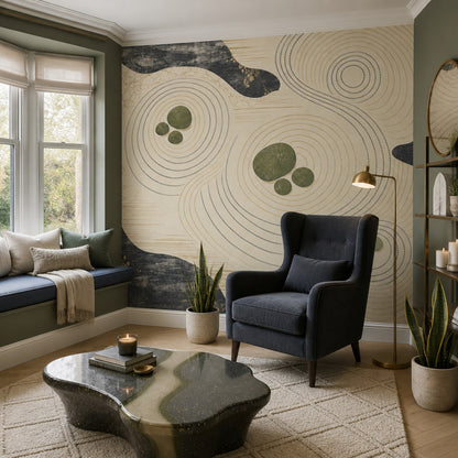 Mindful Stone Wall Mural Organic Ripple Landscape Contemporary Statement Wallpaper