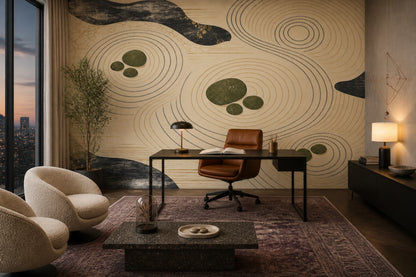 Mindful Stone Wall Mural Organic Ripple Landscape Contemporary Statement Wallpaper