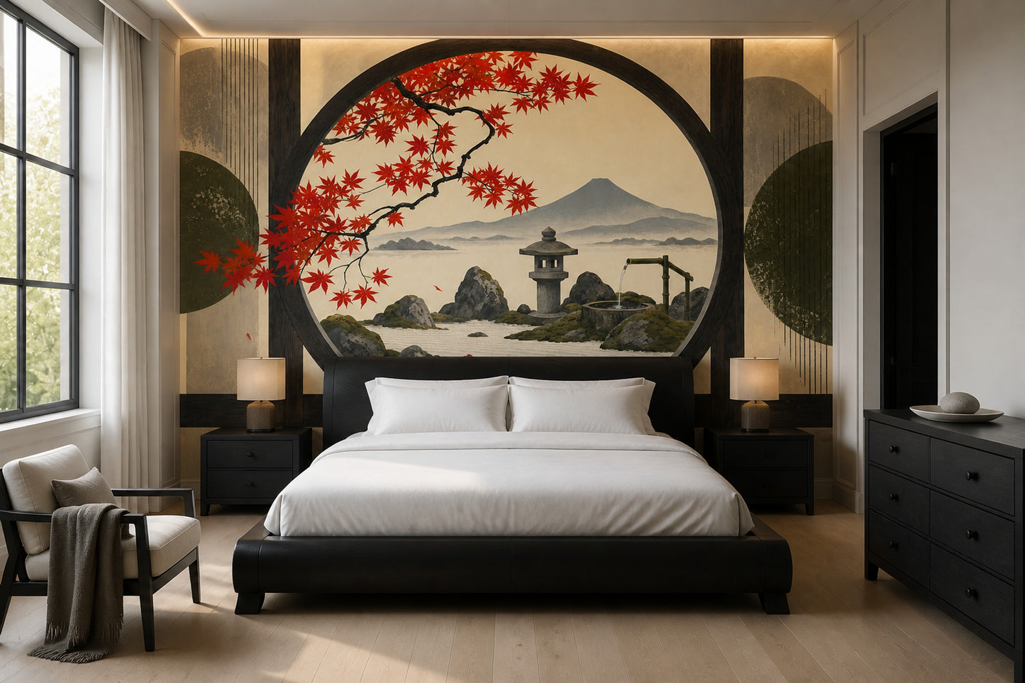 Moon Gate Zen Garden Wall Mural Sacred Mountain Meditation Landscape Decor