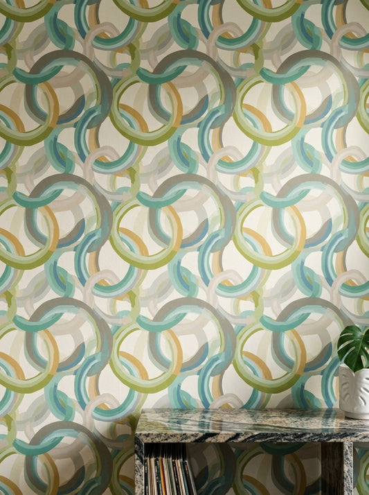 Interlocking Ring Wallpaper Modern Abstract Loop Pattern Decor