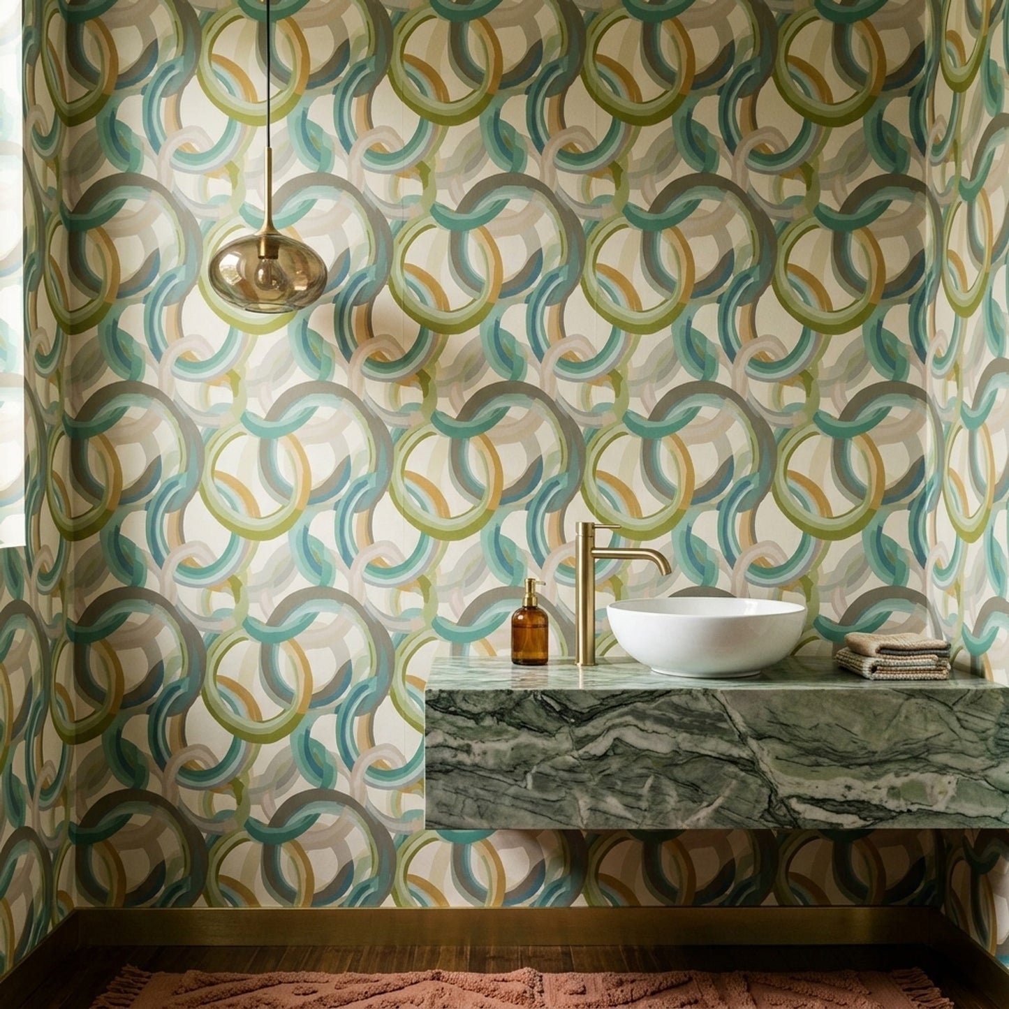 Interlocking Ring Wallpaper Modern Abstract Loop Pattern Decor