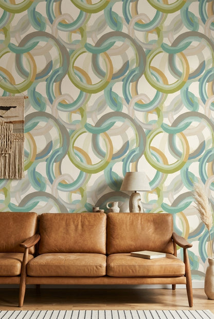 Interlocking Ring Wallpaper Modern Abstract Loop Pattern Decor
