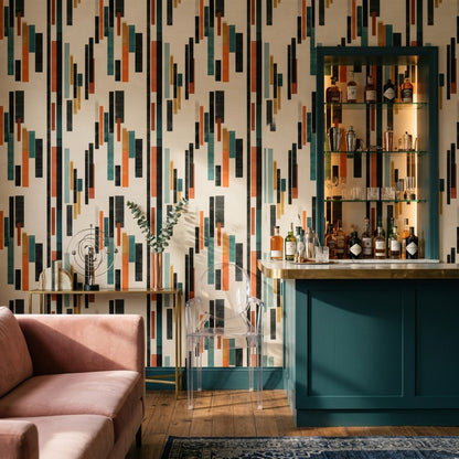 Modernist Graphic Wallpaper Vertical Color Block Geometric Decor