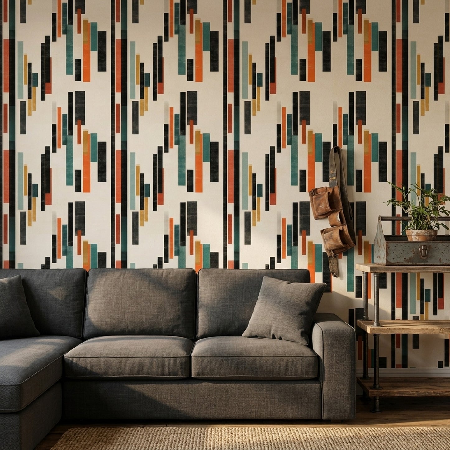Modernist Graphic Wallpaper Vertical Color Block Geometric Decor