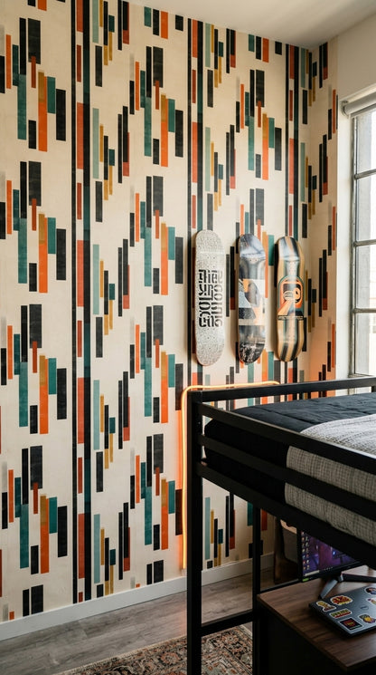 Modernist Graphic Wallpaper Vertical Color Block Geometric Decor