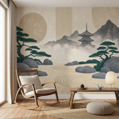 Topographic Ripple Wall Mural Abstract Cairn Stone Landscape Modern Organic Decor