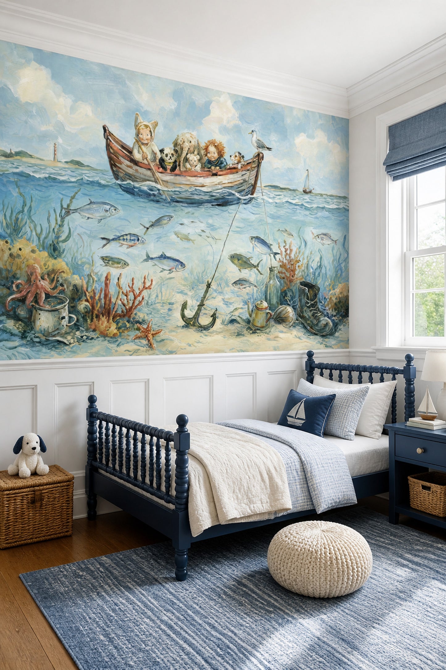 Adventure Ocean Wall Mural Coastal Nursery Decor Illustrated Kids Room Mural