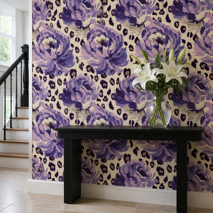 Violet Bloom Wallpaper Bold Floral Designer Pattern for Modern Interiors