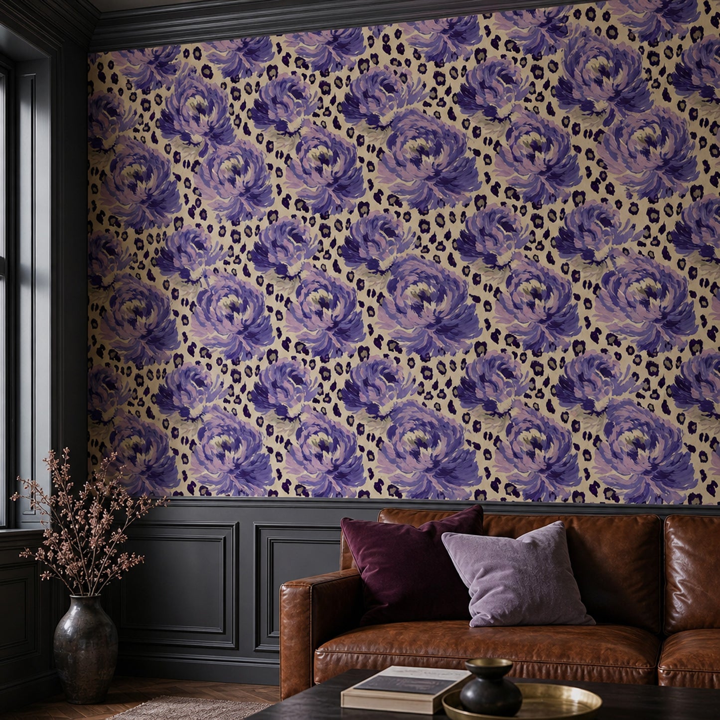 Violet Bloom Wallpaper Bold Floral Designer Pattern for Modern Interiors