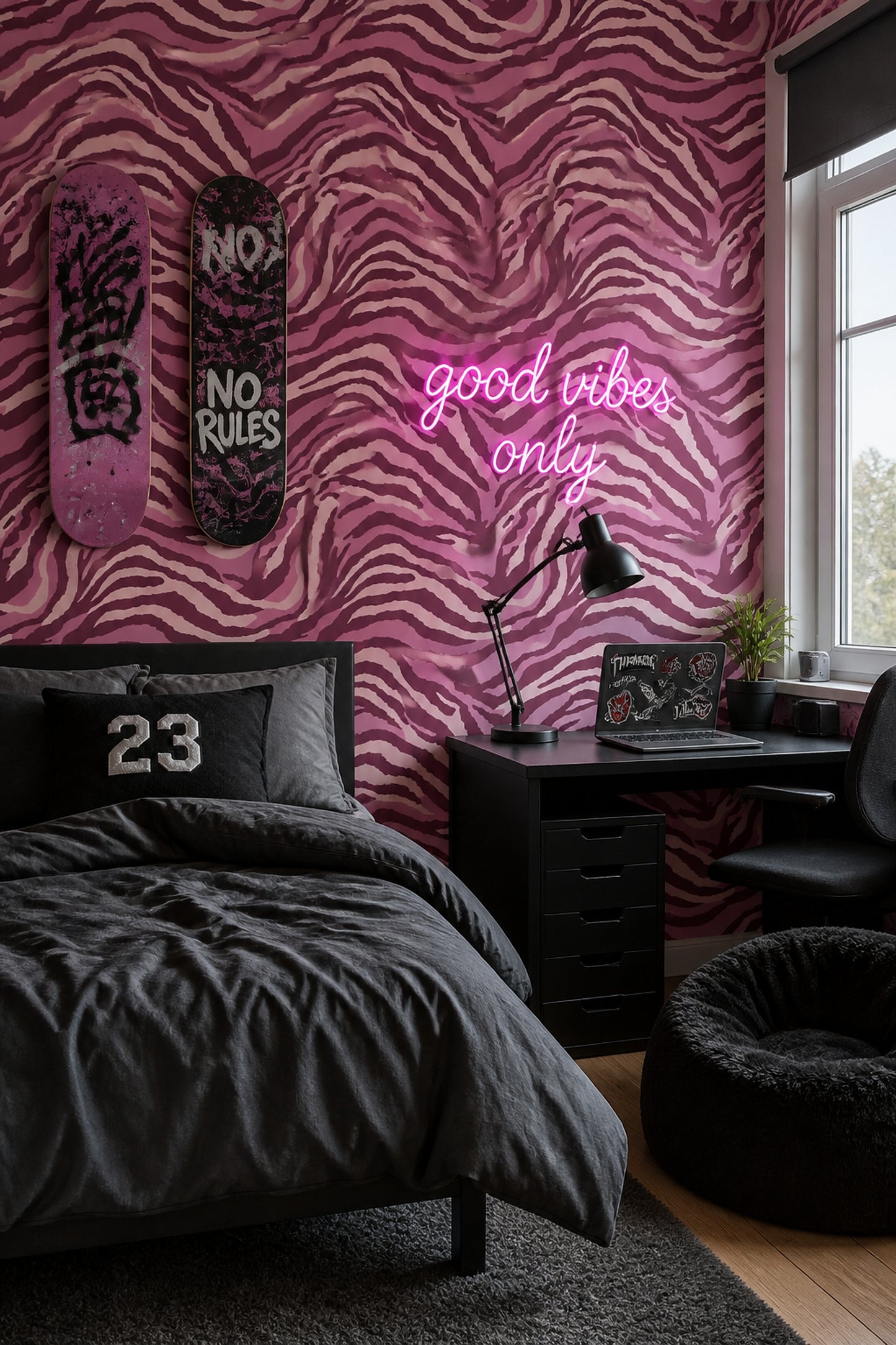 Burgundy Zebra Wallpaper Tonal Animal Print Wavy Stripe Pattern