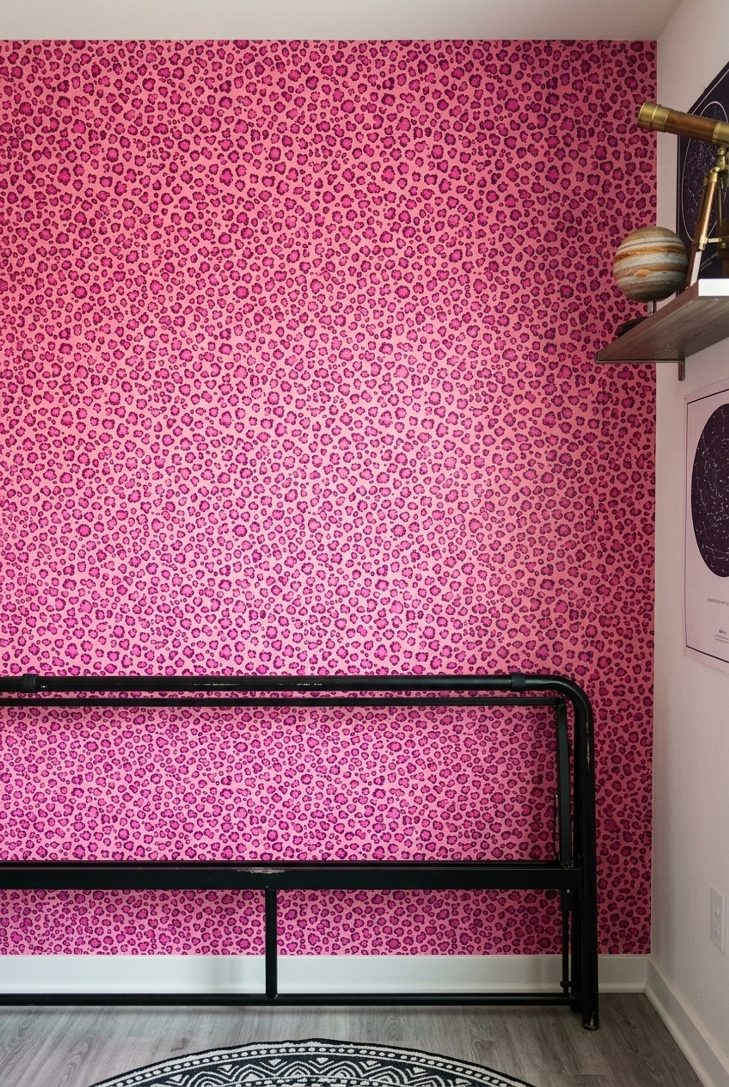 Pink Leopard Print Wallpaper Bold Maximalist Animal Pattern Wall Decor