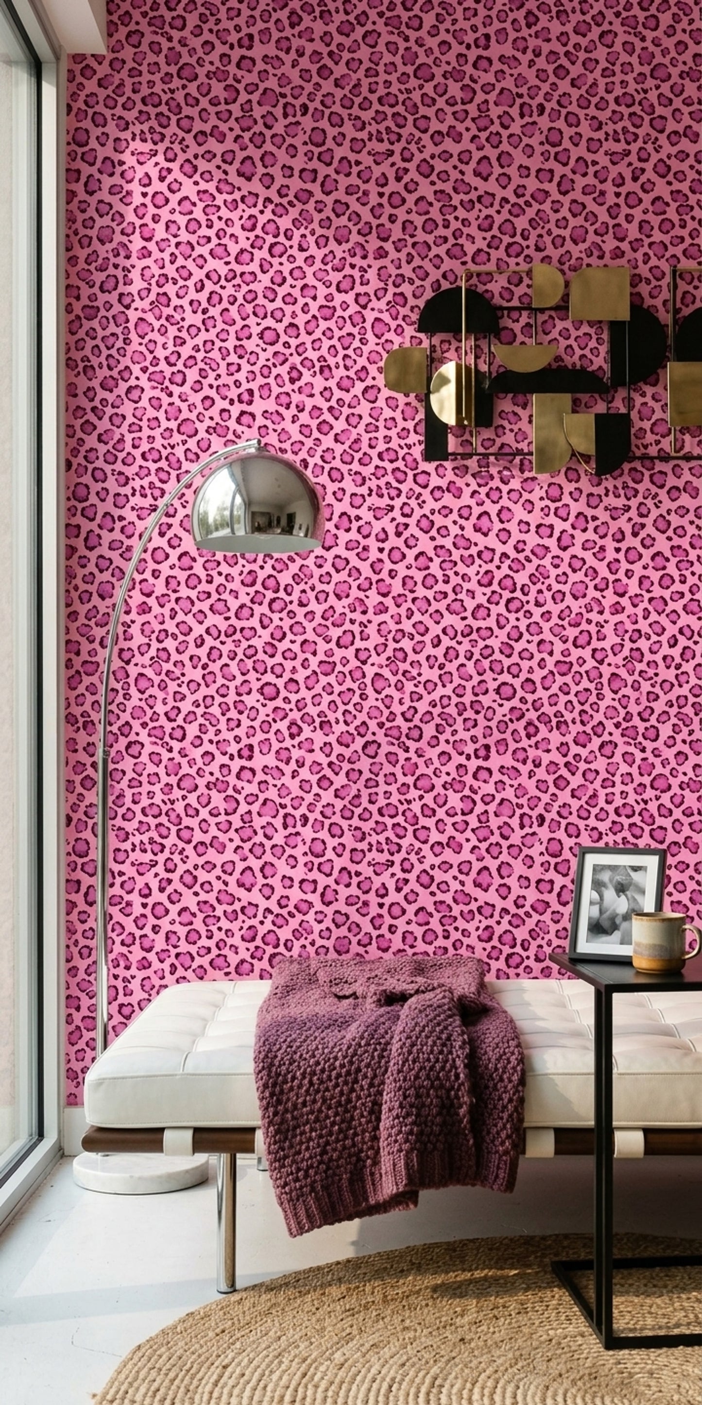 Pink Leopard Print Wallpaper Bold Maximalist Animal Pattern Wall Decor