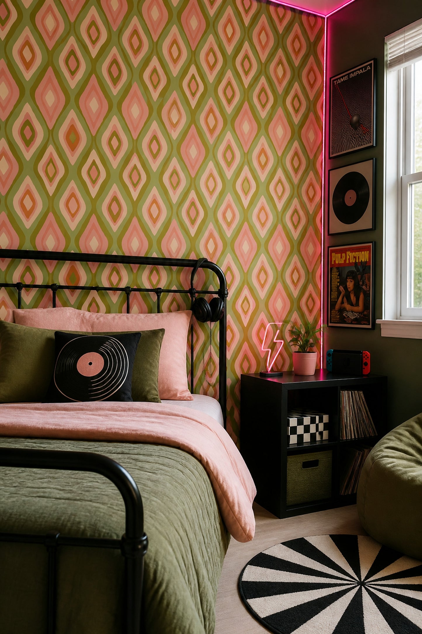 Vintage Diamond Wallpaper Retro Geometric Wall Pattern