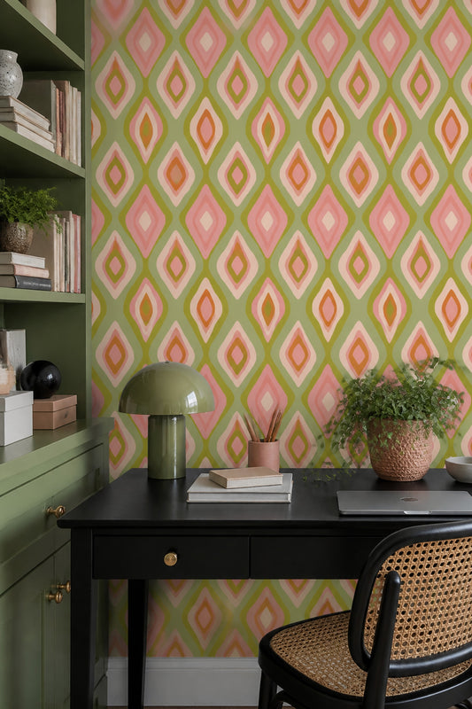 Vintage Diamond Wallpaper Retro Geometric Wall Pattern