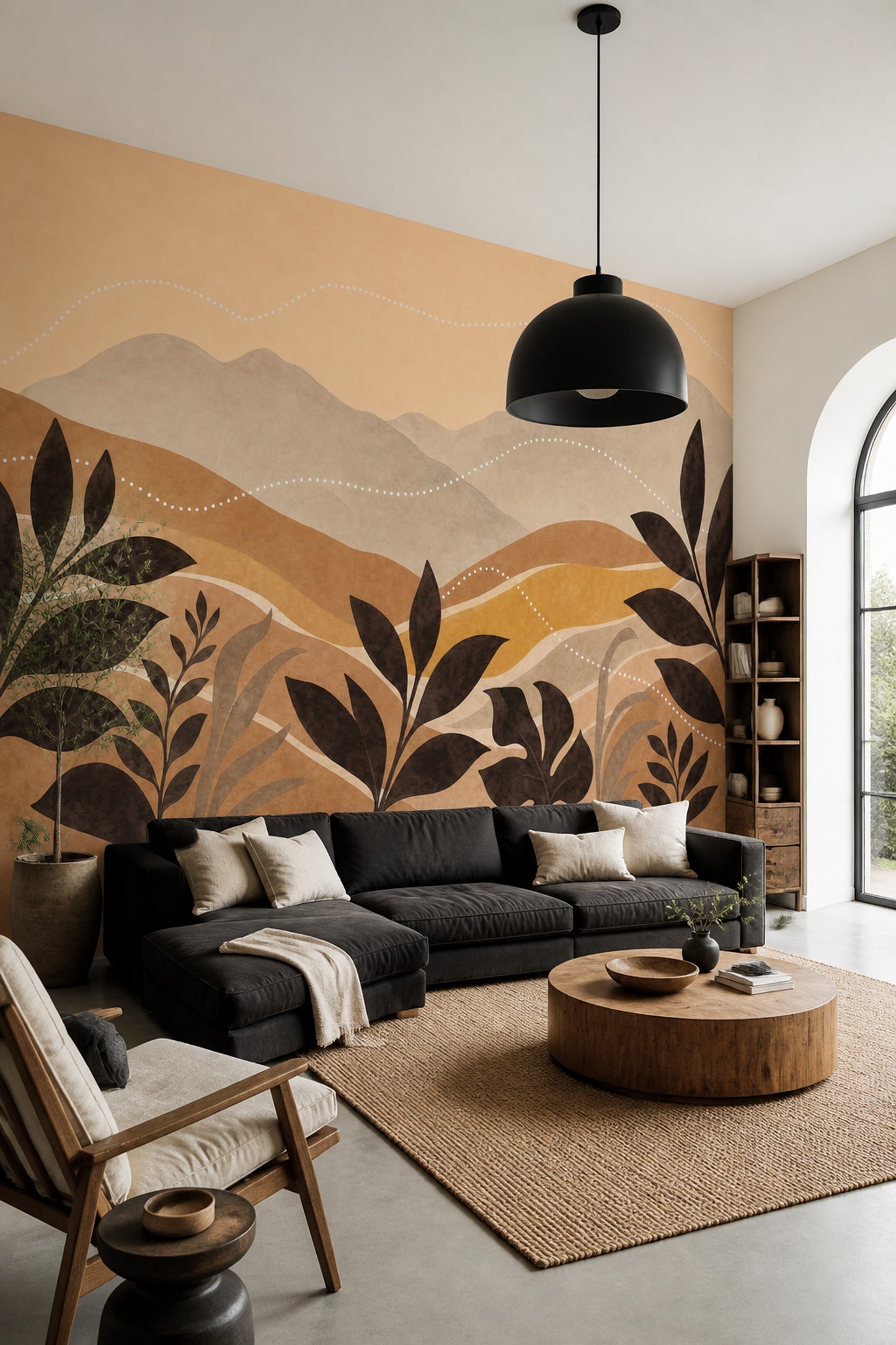 Abstract Landscape Wall Mural Organic Modern Botanical Mountain Wall Decor