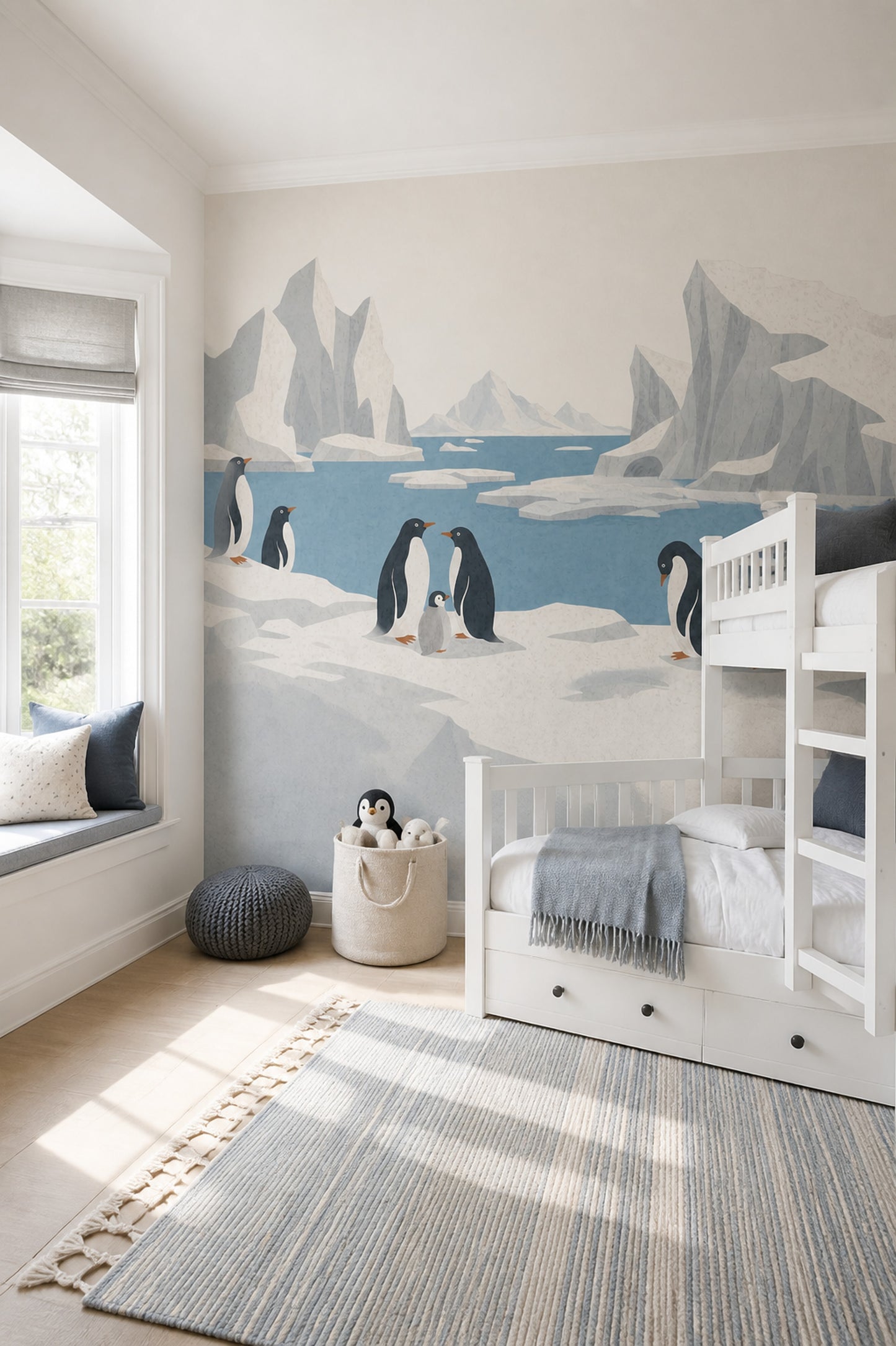 Arctic Penguin Wall Mural Scandinavian Polar Landscape Iceberg Wall Decor