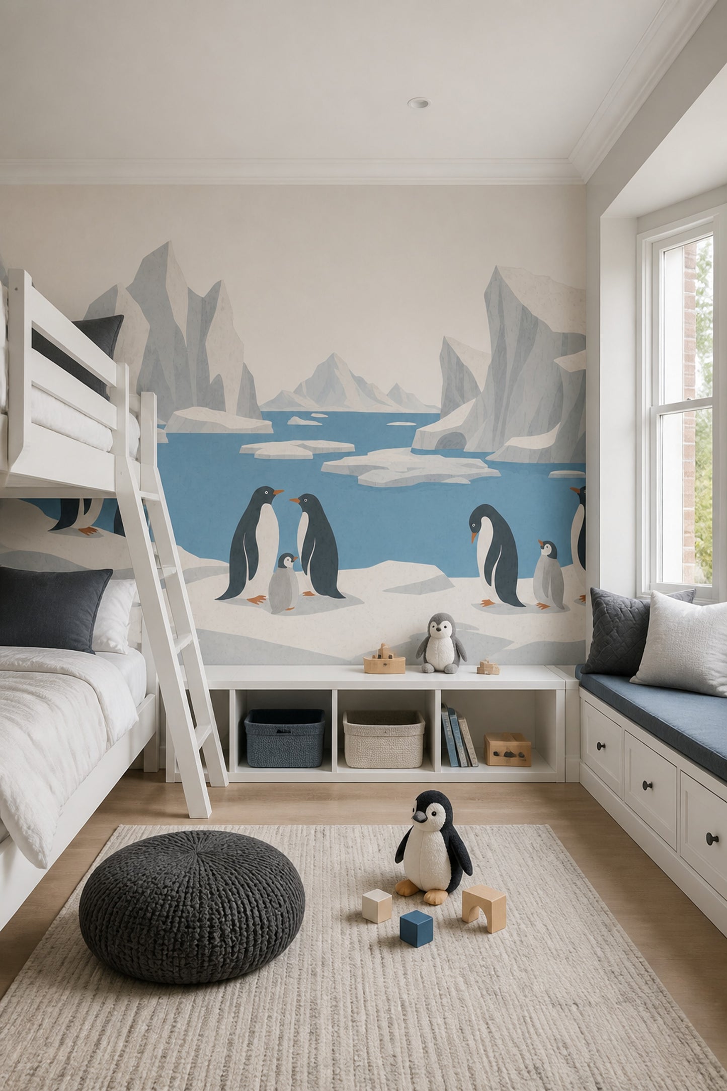 Arctic Penguin Wall Mural Scandinavian Polar Landscape Iceberg Wall Decor