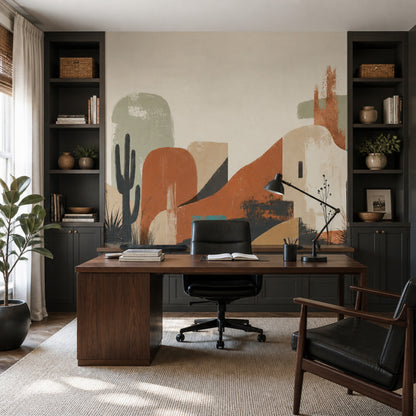 Desert Modern Wall Mural Adobe Landscape Abstract Architectural Decor
