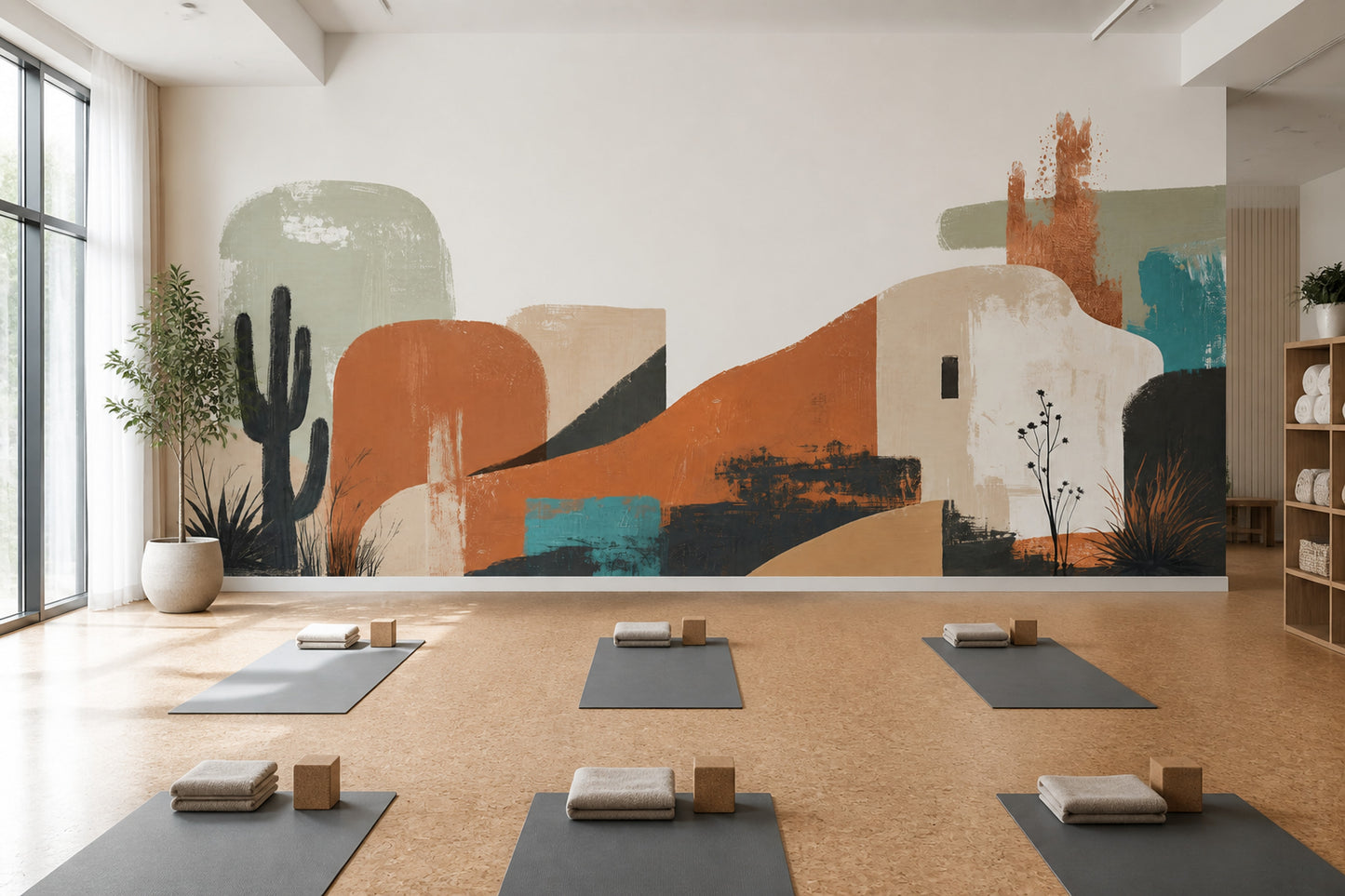 Desert Modern Wall Mural Adobe Landscape Abstract Architectural Decor