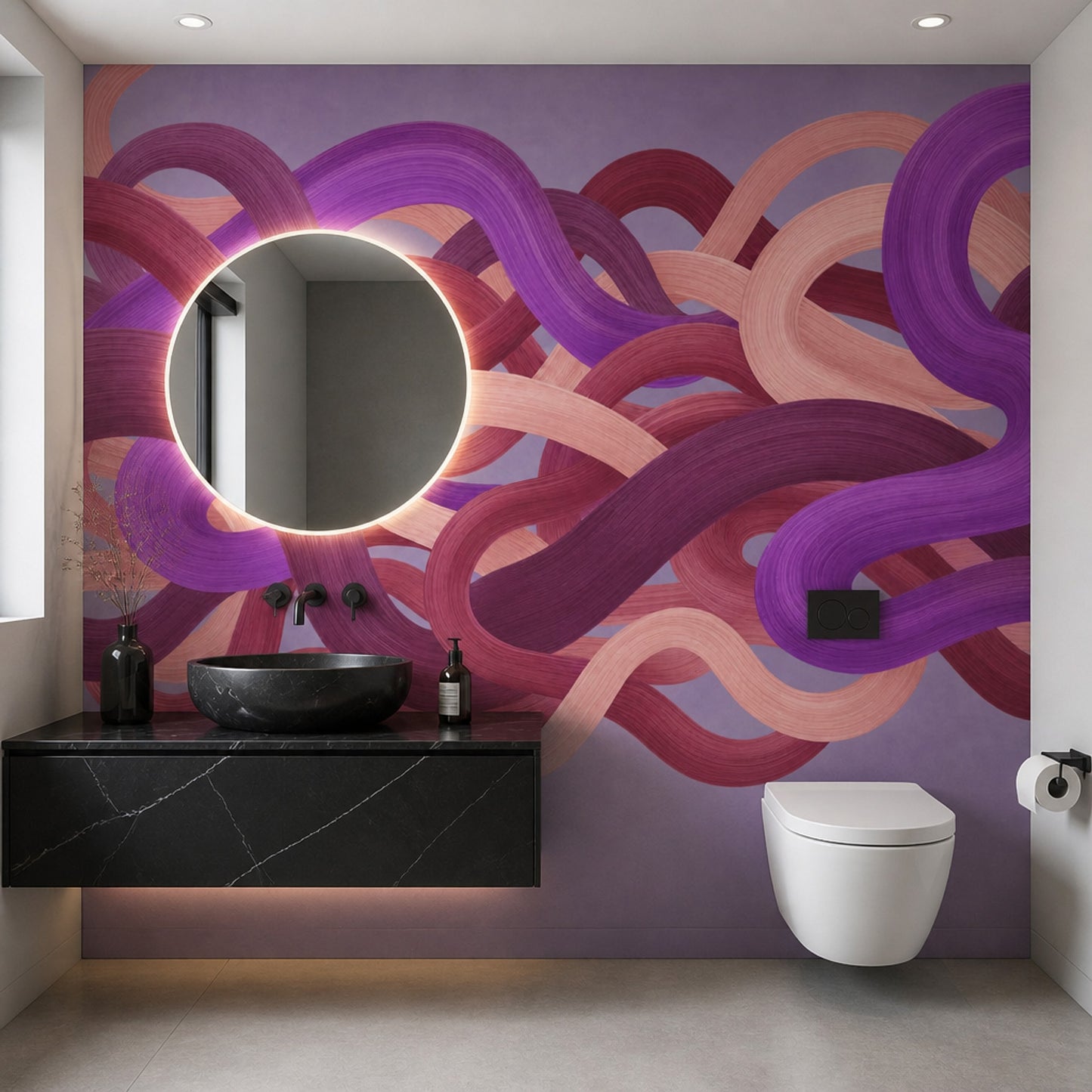 Dopamine Decor Wall Mural Colorful Abstract Ribbon Statement Wall Art