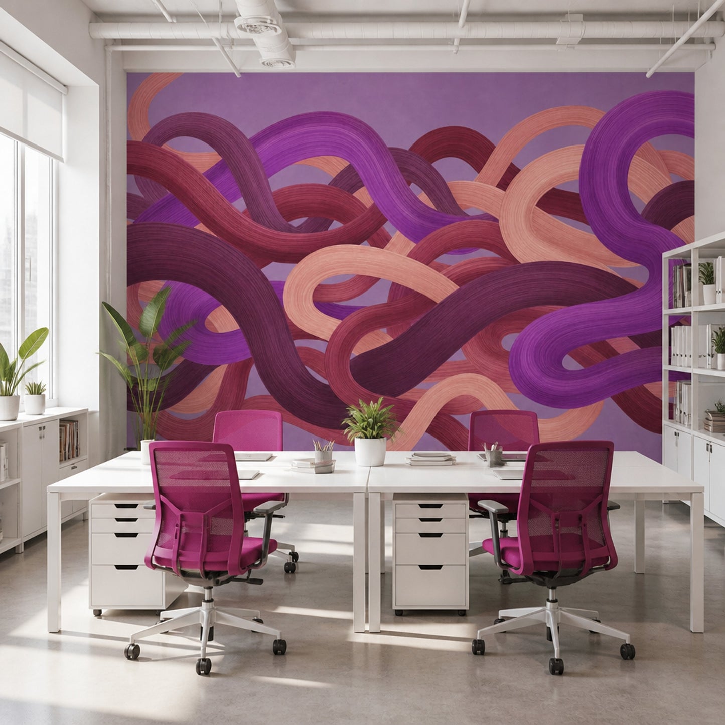 Dopamine Decor Wall Mural Colorful Abstract Ribbon Statement Wall Art