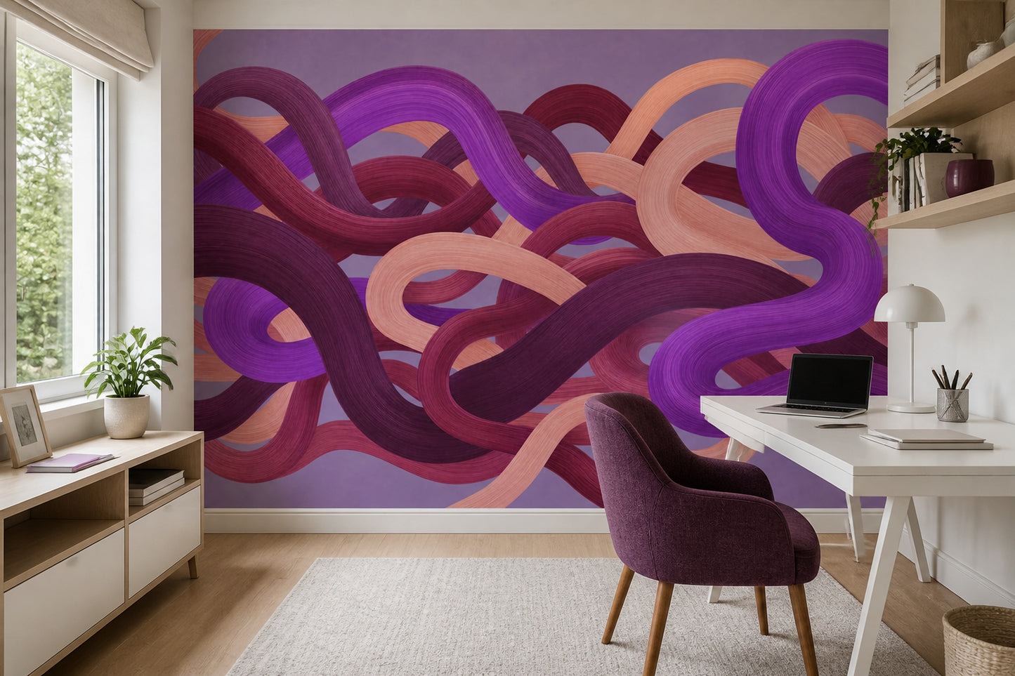 Dopamine Decor Wall Mural Colorful Abstract Ribbon Statement Wall Art