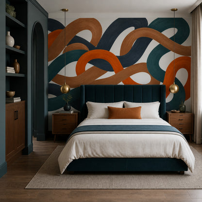 Abstract Wall Mural Flowing Ribbon Contemporary Statement Wall Decor