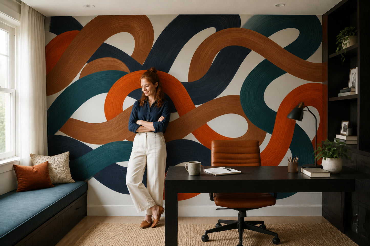Abstract Wall Mural Flowing Ribbon Contemporary Statement Wall Decor