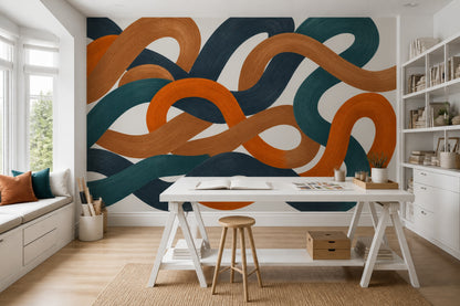 Abstract Wall Mural Flowing Ribbon Contemporary Statement Wall Decor
