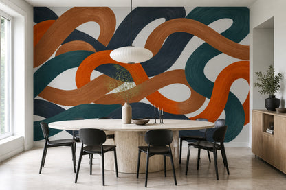 Abstract Wall Mural Flowing Ribbon Contemporary Statement Wall Decor