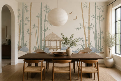 Bamboo Wallpaper Zen Garden Watercolor Wall Mural