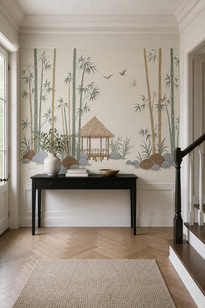 Bamboo Wallpaper Zen Garden Watercolor Wall Mural