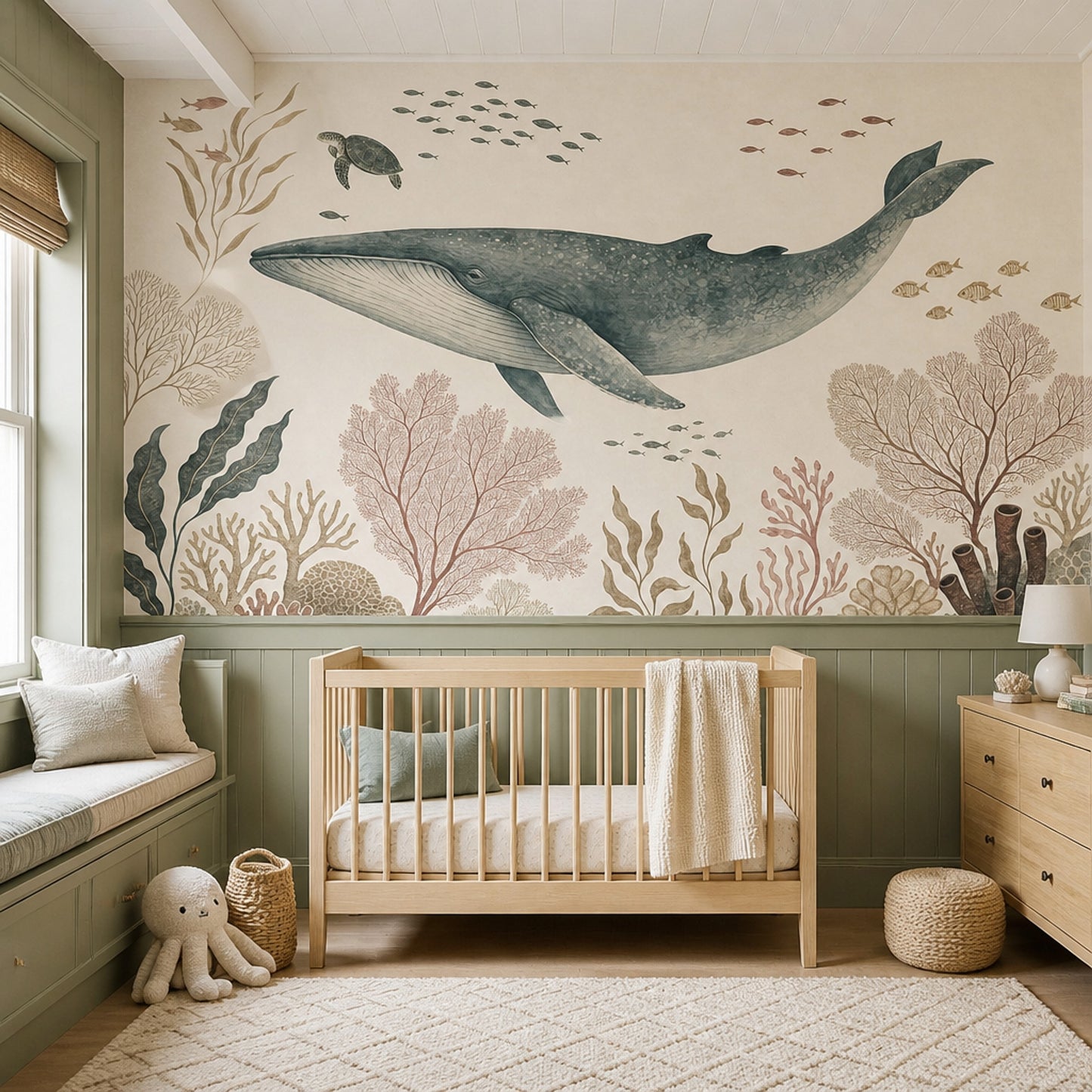 Underwater Wallpaper Whale Vintage Wall Mural
