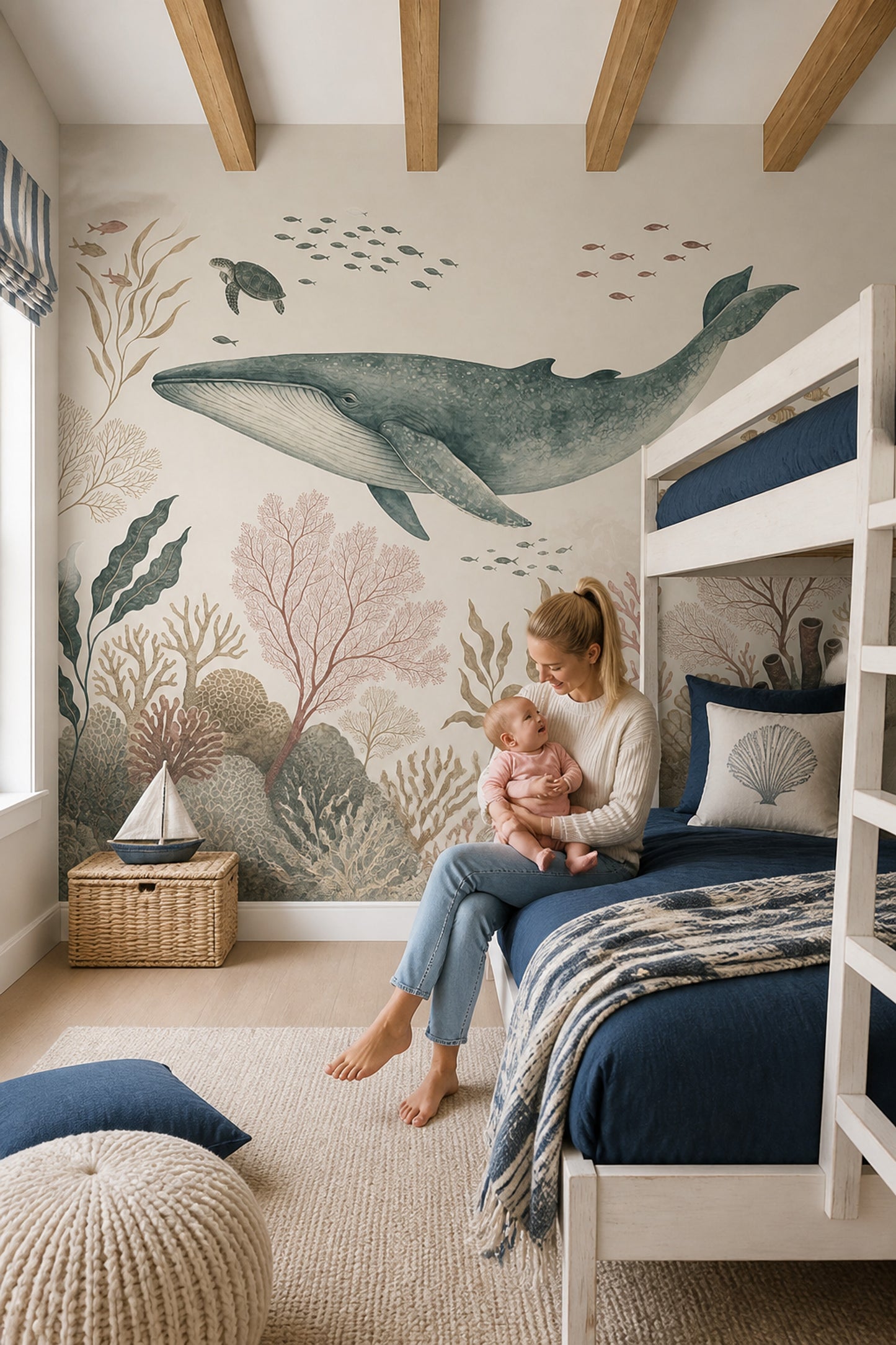 Underwater Wallpaper Whale Vintage Wall Mural