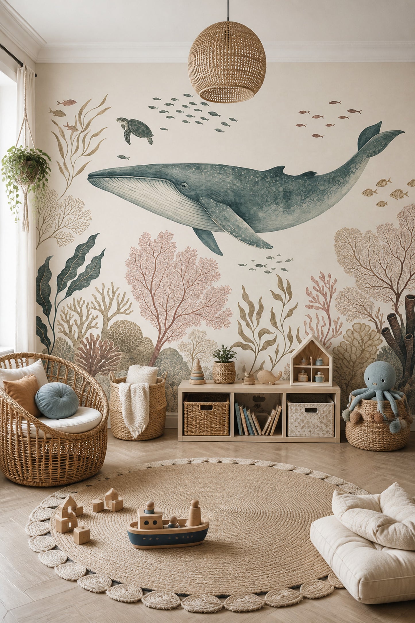 Underwater Wallpaper Whale Vintage Wall Mural